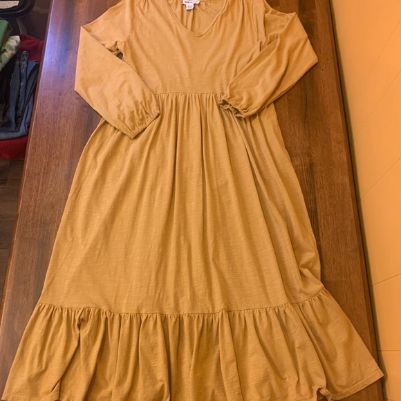 For The Republic maxi dress women’s large golden yellow v-neck Lagenlook… - Picture 3 of 9